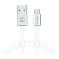 Datový kabel Swissten Textile USB/MicroUSB, 0,2m, stříbrný