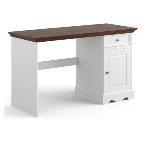 Psací stůl Belluno Elegante - malý, dekor bílá | ořech, masiv, borovice
