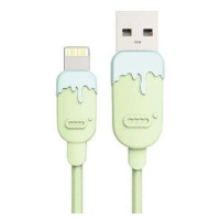 Kabel Lightning na USB, gumový 1m, CC, zelená/modrá