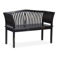Estila Luxusní černá vintage dvoumístná lavice Forja s opěrkou z masivního mindi dřeva 117 cm