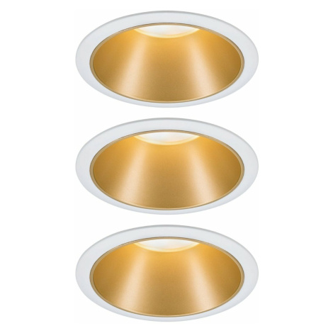 PAULMANN Vestavné svítidlo LED Cole 3x6,5W bílá/zlatá mat 3-krokové-stmívatelné 2700K teplá bílá