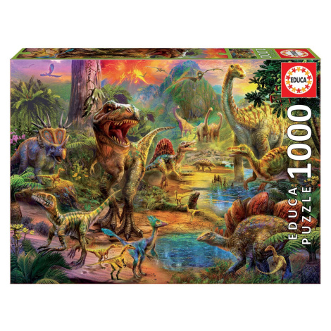 Educa puzzle Land of Dinosaurs 1000 dílků a fix lepidlo