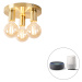Chytré stropní svítidlo zlaté kulaté včetně 3 WiFi G95 - Facil