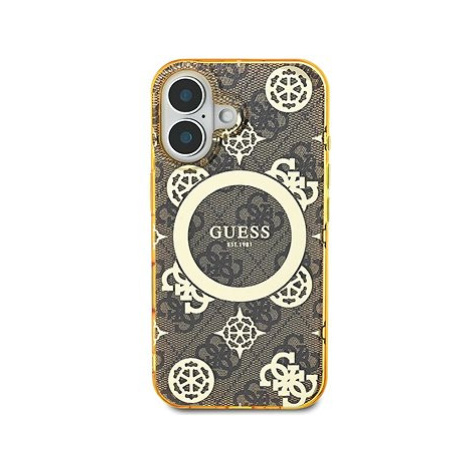 Guess IML 4G Peony MagSafe Zadní Kryt pro iPhone 16 Brown