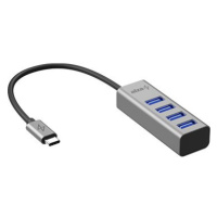 AlzaPower AluCore USB-C (M) na 4× USB-A (F) vesmírně šedá