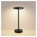 Lucande Nabíjecí stolní lampa Lucande LED Halona, černá, hliník, USB, IP54
