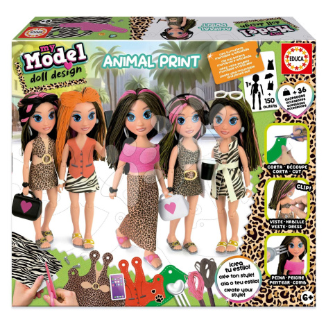 Kreativní tvoření My Model Doll Design Animal Print Educa vyrob si vlastní panenky se zvířecím v