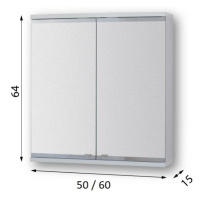 HOPA Vrchní zrcadlová skříňka ARLES s LED osvětlením Rozměr A 60 cm, Rozměr B 15 cm, Rozměr C 64