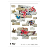 F 1021 AG Design Samolepicí dekorace - samolepka na zeď - Bricks and flowers, velikost 65 cm x 8