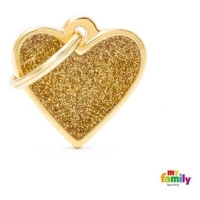 My Family MF SMALL HEART GLITTER GOLD 2,8x2,5cm gravírovateľný přívěsek