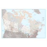 Mapa Detailed map of Canada with roads in blue and neutrals, Blursbyai, (40 x 26.7 cm)