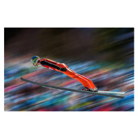 Fotografie Ski jumper in mid-air against blurred background, technotr, 40x26.7 cm
