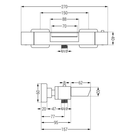 MEXEN/S Erik sprchový sloup včetně vanové termostatické baterie Cube, černá 77360205-70