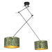Závěsná lampa se sametovými odstíny páv se zlatem 35 cm - Blitz II černá