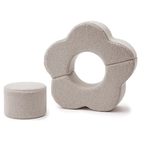 Světle šedé pěnové hřiště 3 ks z materiálu bouclé výška 27 cm 88x90 cm – Meowbaby
