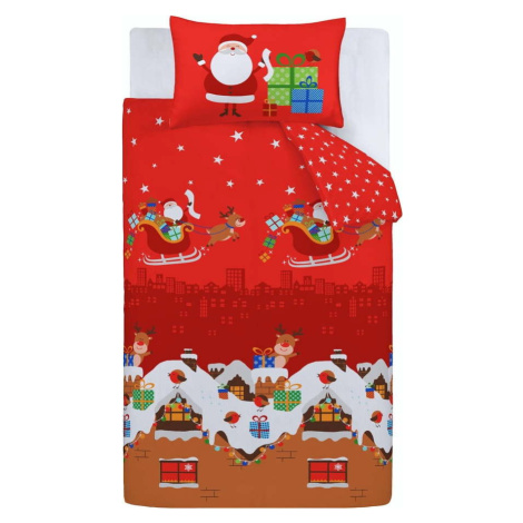 Červené dětské povlečení do postýlky 120x150 cm Santa's Christmas Presents – Catherine Lansfield