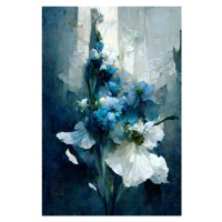 Ilustrace Blue Flower Bouquet, Treechild, 26.7 × 40 cm