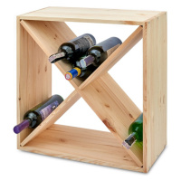 Dřevěný regál na víno kříž 52 x 52 x 25 cm - 1 ks
