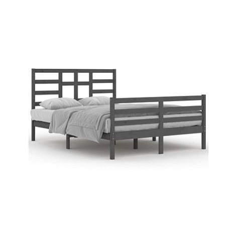 Rám postele šedý masivní dřevo 140 × 200 cm, 3105862 SHUMEE