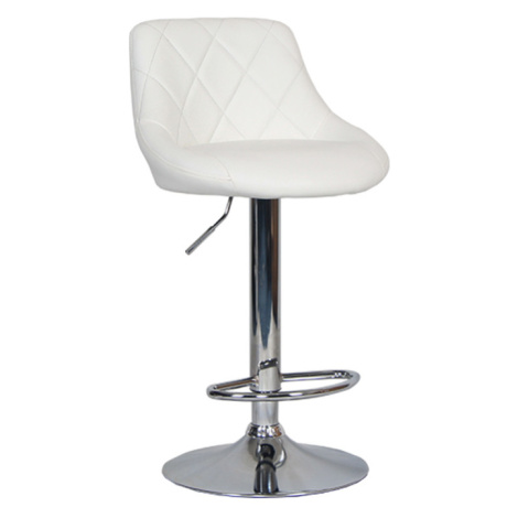 Barová židle MARID — bílá ekokůže/chrom