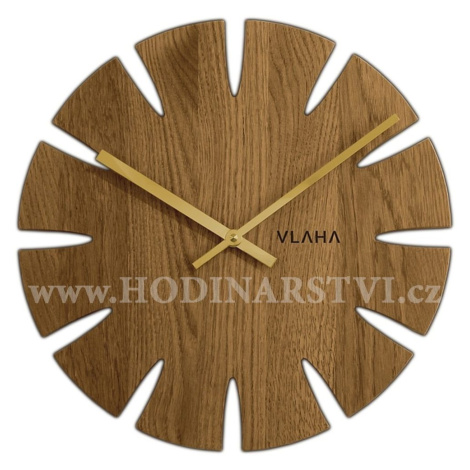 Dubové hodiny VLAHA VCT1013 vyrobené v Čechách se zlatými ručičkami