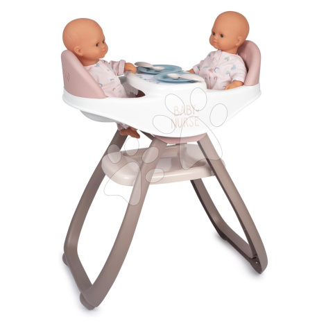 Jídelní židle pro dvojčata Twin Highchair 2in1 Natur D'Amour Baby Nurse Smoby pro 42 cm panenky 