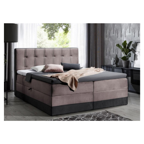 Čalouněná postel boxspring 120x200 MARYLIN - růžová + topper ZDARMA