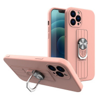 Silikonové pouzdro s kovovým kroužkem na iPhone XS / X pink