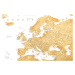Mapa Detailed map of Europe in gold, Blursbyai, 40x26.7 cm