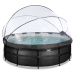 Bazén s krytem a pískovou filtrací Black Leather pool Exit Toys kruhový ocelová konstrukce 427*1