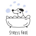 Ilustrace Cute dog taking a bath. Stress free., Igor Levin, 40 × 40 cm