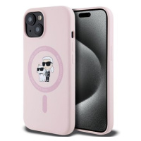 Karl Lagerfeld Liquid Silicone Karl and Choupette MagSafe Zadní Kryt pro iPhone 15 Pink