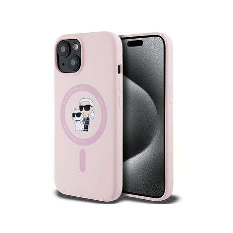 Karl Lagerfeld Liquid Silicone Karl and Choupette MagSafe Zadní Kryt pro iPhone 15 Pink