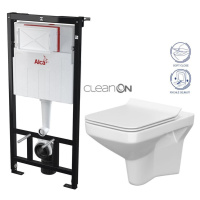 ALCAPLAST Sádromodul předstěnový instalační systém bez tlačítka + WC CERSANIT CLEANON COMO + SED