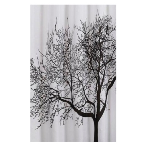 Sprchový závěs 180x200cm, polyester, černá/bílá, strom ZP008 AQUALINE