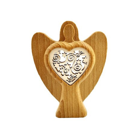 AMADEA Dřevěný anděl s vkladem - ornament, masivní dřevo, výška 10 cm