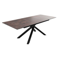 DELIFE Jídelní stůl Edge 180/220x90 cm sklo hnědé vintage křížová podnož černá rozkládací