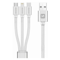 SWISSTEN Univerzální kabel USB 3v1, 1,2m stříbrná