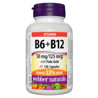 WEBBER NATURALS Vitamín B6 + B12 s kyselinou listovou 120 kapslí