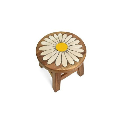 Oriental stolička dřevěná, dekor sedmikráska