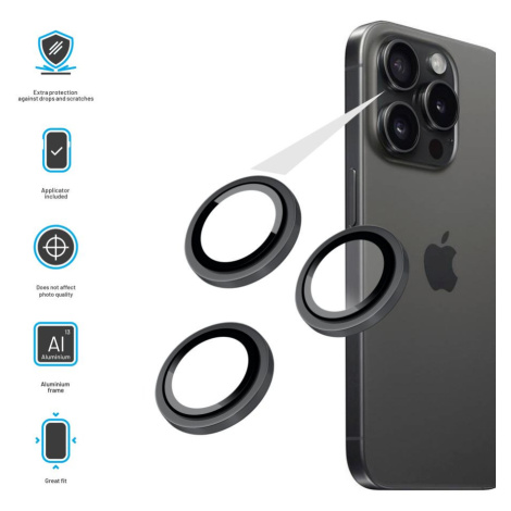 Ochranná skla čoček fotoaparátů FIXED Camera Glass pro Apple iPhone 15 Pro/15 Pro Max, space gra