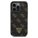 Guess PU Leather 4G Triangle Metal Logo kryt pro iPhone 16 Pro černý