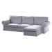 Dekoria Potah na pohovku IKEA Ektorp 2-místná s lenoškou, stříbro-šedá, pohovka 2-míst. + šezlon