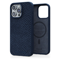 NJORD Salmon Leather Magsafe kryt iPhone 15 Pro Max modrý