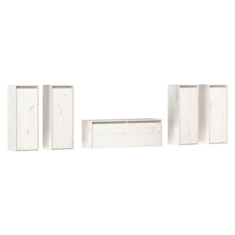 vidaXL TV skříňky 5 ks bílé masivní borové dřevo