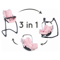 Smoby 3v1 Autosedačka a židlička Maxi Cosi Quinny pro panenky světle růžová