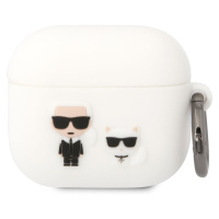 Silikonové pouzdro Karl Lagerfeld and Choupette pro Airpods 3, bílá