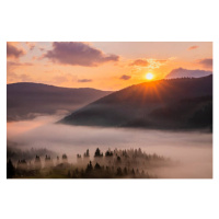 Fotografie Panorama of a misty dawn in, Anton Petrus, 40 × 26.7 cm