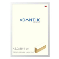 DANTIK rámeček 42 × 59,4, PERLA bílý lesklý vysoký plexi čiré