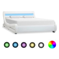 Rám postele s LED světlem bílý umělá kůže 140x200 cm